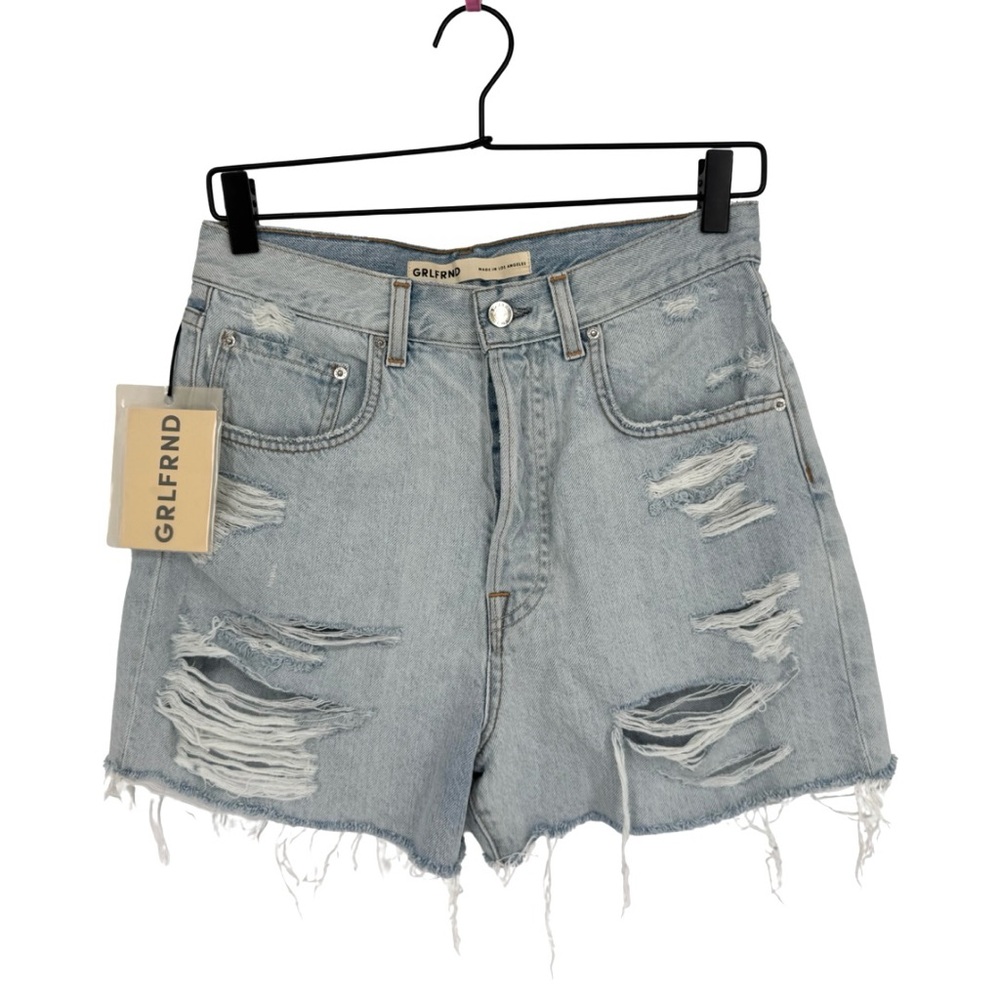 GRLFRND NWT The Jules Super High Rise Vintage Cut Off Shorts Light Distressed 27